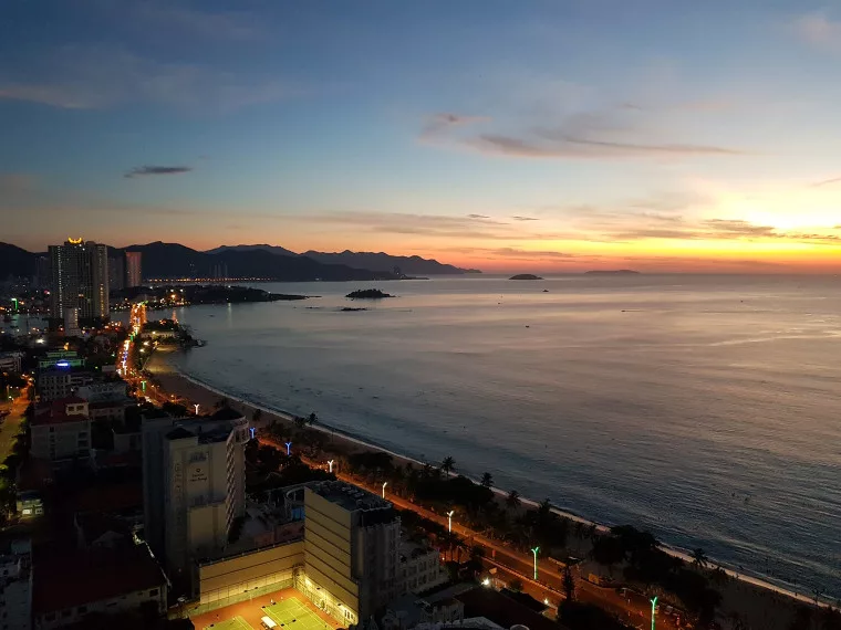 view from hotel room at night nha trang vietnam